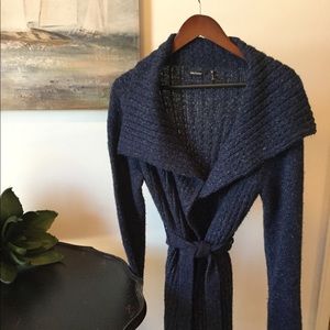Sweater Coat/ Cardigan w/ shawl collar. Blue